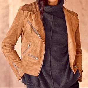 Lulus Suede With Love Tan Faux Suede Moto Jacket